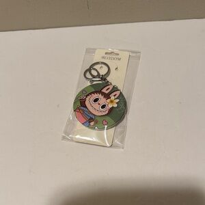 Labubu Double-Sided Mirror/Keychain/Purse Charm with Flower